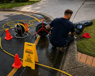 Emergency plumber making the site safe
